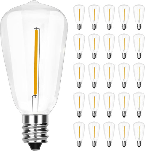 SUNSGNE 25Pack LED String Light Bulbs, ST38 Shatterproof Replacement Bulbs for Outdoor String Lights, 0.6Watt Equvanlent to 5Watt Incandescant Bul...