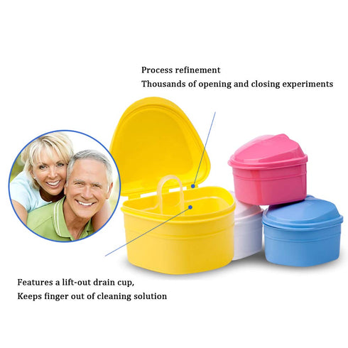 Denture Bath Box Cup, Complete Clean Care for Dentures, Clear Braces, Mouth Guard, Night Guard & Retainers,Traveling (Blue & Purple)...