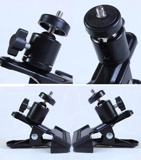 SLOW DOLPHIN Tripod Clip Clamp Mount Flash Reflector Holder for Studio Backdrop Camera with 360 Swivel Tripod Mini Ball Head Standard 1/4" Screw,S...