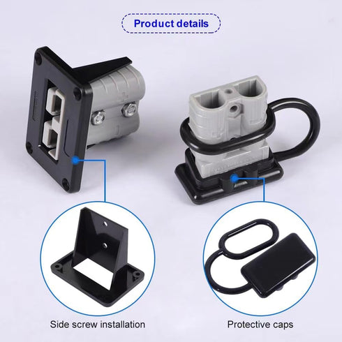 120Amp Battery Quick Disconnect Connector, 2 AWG, 2PC Grey Power Disconnect Housings with Bracket and Dust Cover (2PCS 120A 2AWG)...