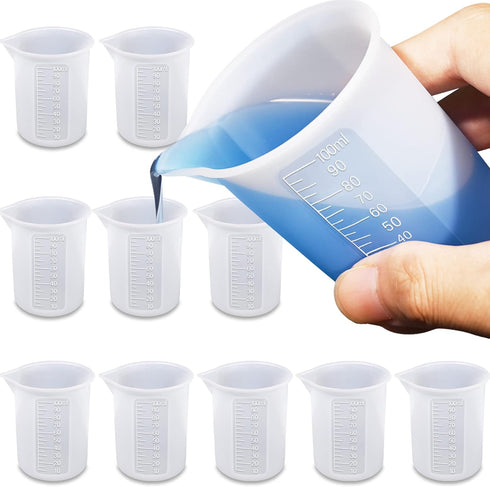 Moukiween 10pcs Silicone Measuring Cups for Resin,100ml Mixing Cups for Resin DIY Craft Jewelry Making Paint Pouring Cup, Non-Stick Clearer Precis...