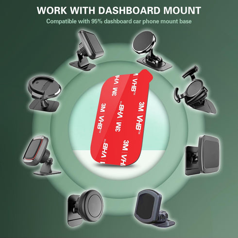 volport 5 Pack Rectangle Heat Resistance Double Side Tape 3M VHB Sticker Pads Sticky Adhesive Replacement for Magnetic Dashboard Car Mount Holder ...