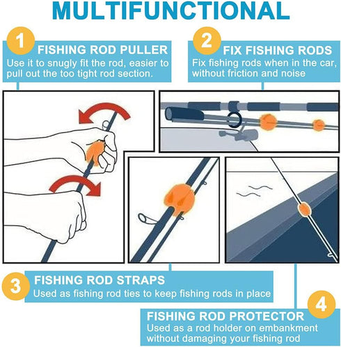 6Pcs Red Silicone Fishing Rod Storage Rack, Portable, Lightweight, Protects Fishing Rods...