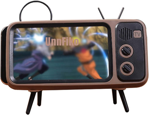 UnnFiko Retro TV Style Stand Holder, Cartoon Desktop Bracket Desk Mount, Universal for iPhone X 6 7 8 Plus Xs 14 13 11 Pro Max (TV Brown)...