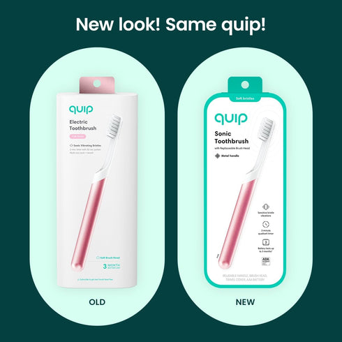 Quip Sonic Toothbrush for Adults - Timed Electric Toothbrush with Cover - Replaceable Brush Head, Soft Bristles, Metal Handle, 3 Month Battery Lif...