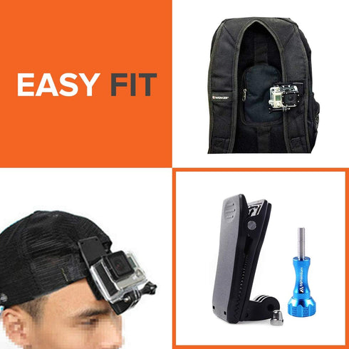 MiPremium Backpack Strap Clip Mount for GoPro Hero 12 11 10 9 8 7 6 5 4 3+ 2 Session Black Silver XIAOYI 4K SJCAM Yi Sports Action Camera Perfect ...