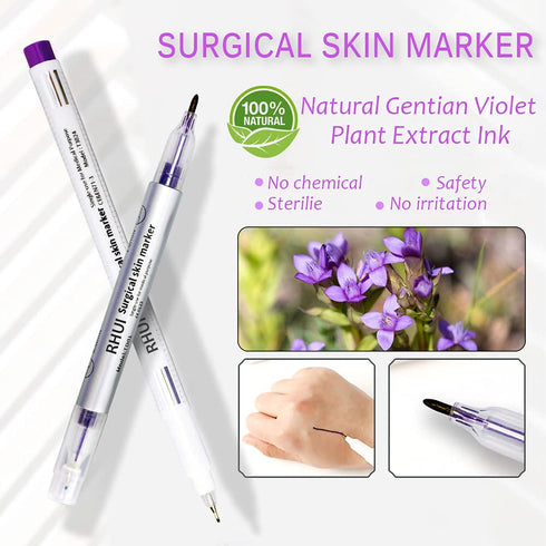 Surgical Skin Marker Pen 4-Pack Professional Sterile Tip Tattoo Stencil Markers Pen Scribes Purple, Individually Wrapped (Tip Size: 0.5mm/1mm/3.5m...