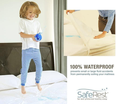 SafeRest Pillow Protector - Pack of 1 - Standard Size Waterproof Pillow Cover - Zippered Pillow Encasement for College Dorm Room, New Home, First ...