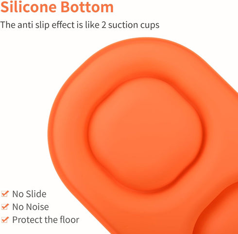 Dog Food Water Bowls for Puppy - Small Medium Dogs Feeder Bowl Mat No-Spill and Non-Skid Dog Dish Pet Feeding Station,Orange...