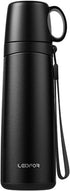 Coffee Travel Mug Vacuum Insulated Thermal Water Bottle Build-in Lid Cup Stainless Steel Leakproof 17Ounce Black Matte Finish...