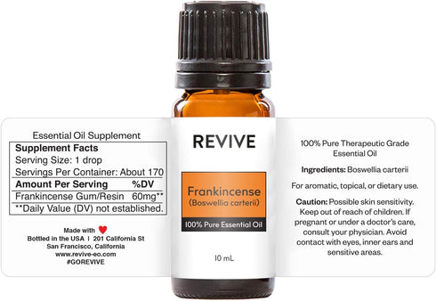 Frankincense Boswellia Carterii 10mL Essential Oil by Revive Essential Oils -100% Pure Therapeutic Grade, Diffusion, Massage, Aromatherapy, Skin &...