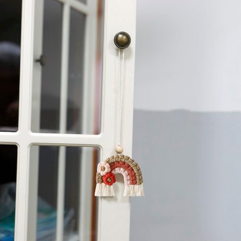 Rainbow Charm Decoration with Lovely Daisy for Home Office Car Interior, Hanging Air Freshener Essential Oil Diffusers (Red)...