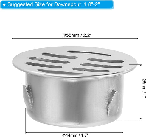 PATIKIL Gutter Guard, 304 Stainless Steel Downspout Strainer, Anti-Blocking Outdoor Gutter Cleaning Tool for Stops Leaves Debris, 2 Inch...