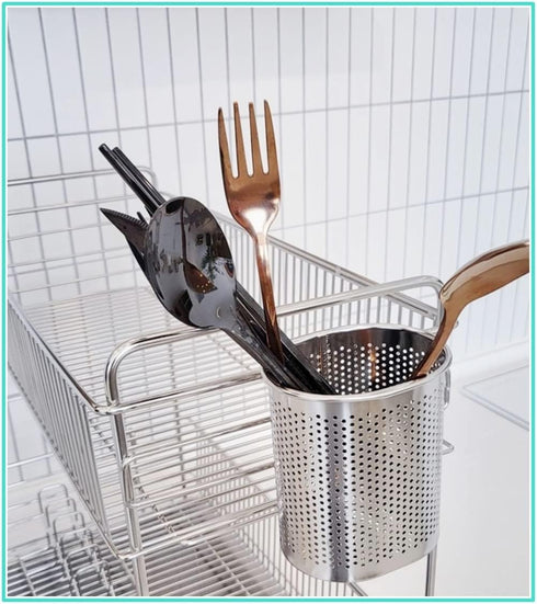 HOME&I Silverware Drying Basket, Kitchen Sink Utensil Holder Replacement,Thin Dish Drying Rack Countertop Organizer Stainless Steel 304 Flatware C...