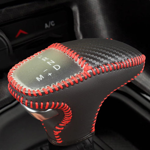 Leather Gear Shift Knob Cover for Dodge 2015-2023 Charger Challenger,2016-2023 Durango (Red line)...