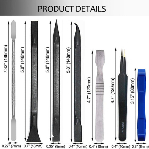 Ewparts Spudger Tool Kit Pry Tools for Electronics Components Repair with Metal Spudger Plastic Spudger Tweezers Opening Tool for Laptop,Mobile,iP...