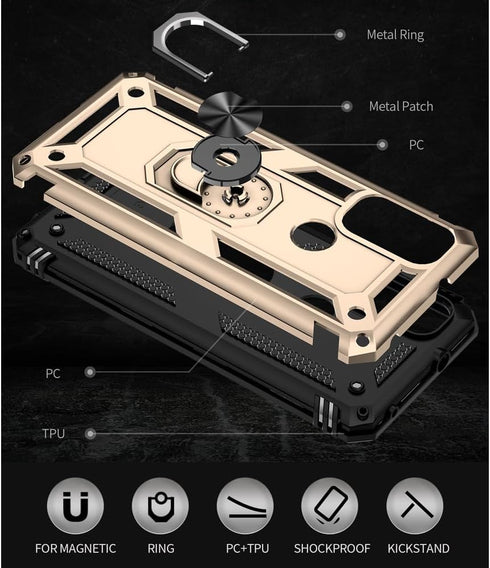 for Moto G Pure Phone Case, Moto G Power 2022 Case with HD Screen Protector, Military Grade Protective Cases with Ring for Moto G Pure (Golden)...