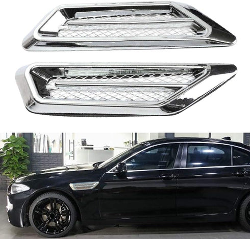 TuTuYa Car Side Mesh Vent, Universal Car Air Flow Chrome Fender Side Vent Decor Sticker Accessories,1 Pair...