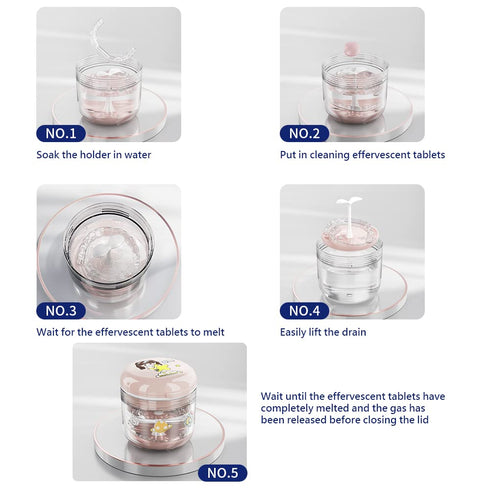 DIY pattern Denture Cup, Definitely No-Leak Denture Bath Box, Denture Case with Strainer & Mirror,Completely Clean Care for Retainer case, With br...