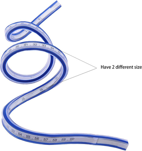 40cm Flexible Curve Ruler Woodworking, Plastic Measure Tool for Drafting Engineering Drawing- Multi Color...