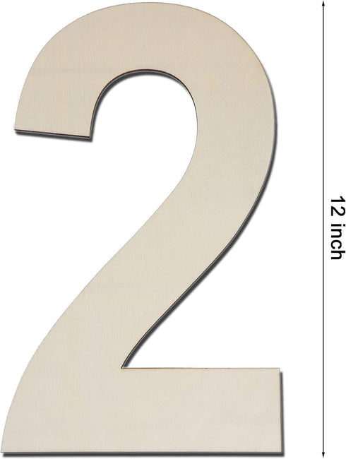 12 Inch Large Wood Number Sign 2, Unfinished Blank Wooden Slice Board for DIY Crafts Home Birthday Decorations Props...