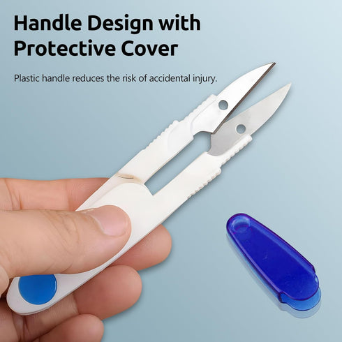 4PCS Compact 4 Inch U Shaped Portable Scissors with Protective Safety Cover for Yarn, Cross-Stitch, Thread, Sewing - Ideal for Craft, DIY, Stitch ...