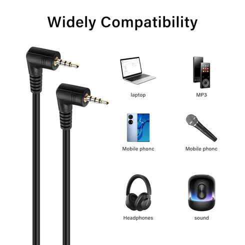 PNGKNYOCN 2.5mm Audio Aux Cable?90 Degree 2.5mm TRRS Male to 2.5mm TRRS Male Double Angled Stereo Headset Headphone Jack Connector Cable?0.3M?...