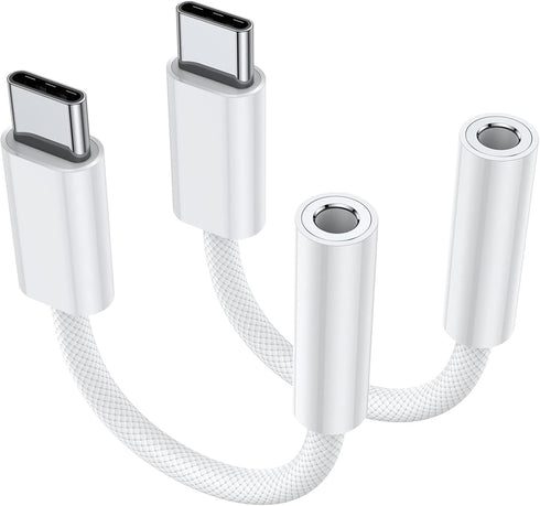 USB C to 3.5mm Audio Adapter, 2 Pack USB C to Aux 3.5mm Headphone Jack Adapter Compatible with iPhone 15/15 Plus/15 Pro/Pro Max, iPad Pro, Samsung...