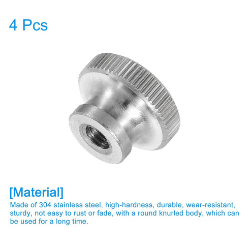 uxcell Knurled Thumb Nuts, 4Pcs M5 x D16mm x H10mm Stainless Steel Round Knobs Fasteners Blind Hole Hand Screw Nut Silver for 3D Printer Parts, Ma...