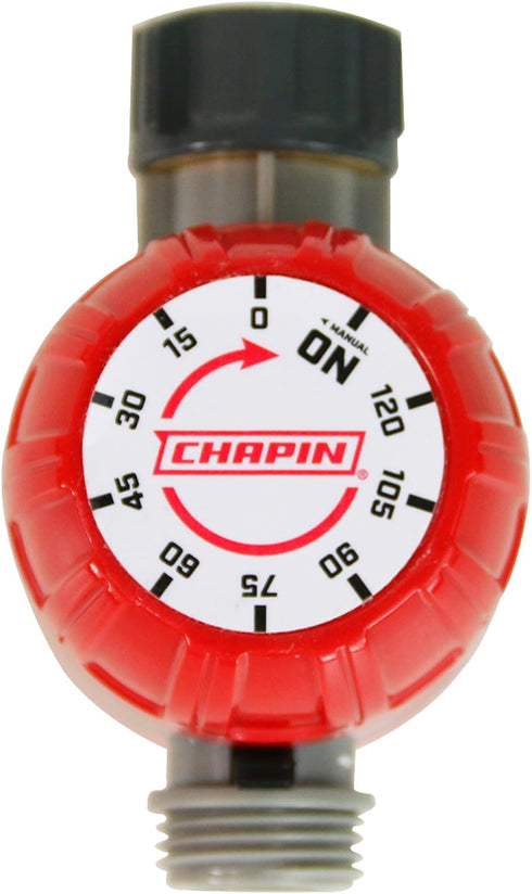 Chapin 41004: Mechanical Water Timer, Up to 120 Minutes of Watering, for Lawn and Gardens, Fits Standard Garden Hoses, Red/Gray...