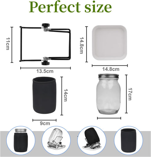 Lulonpon Sprouting Kit, 2 Sprouting Jar Kits, Wide Mouth Quart Mason Jars with Stainless Steel Screen Sprout Lids,1000ml, Stand and Canning Brush,...