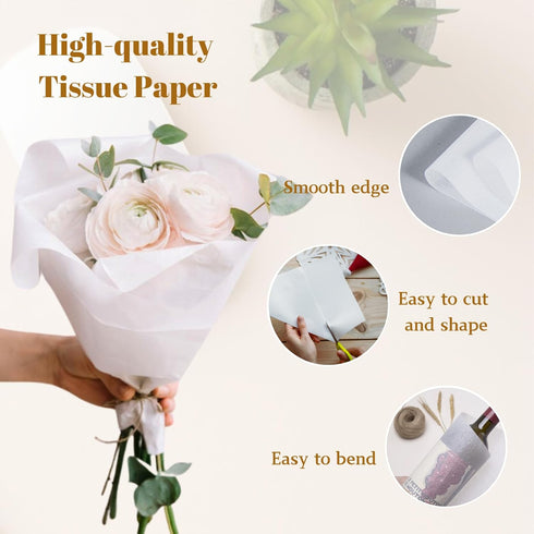KASBEE White Tissue Paper Bulk, 100 Sheets 20”x14” Gift Wrapping Tissue Paper for Gift Bags Crafts Projects Wedding Birthday Anniversary Showers A...