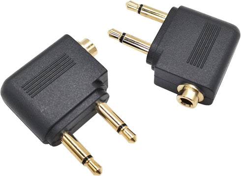2-Pack Airline Airplane Flight Adapters for Headphones,Gold Plated Dual 3.5mm Male to 3.5mm Female,3.5mm Stereo Aux Jack Headphone Adapter for Aud...