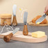 Stainless Steel Vertical Knife Set, 4 PCS Acacia Wood Handle Charcuterie Accessories for Butter, Cheese, Fruit, Jam, Ideal Kitchen Baking and Part...