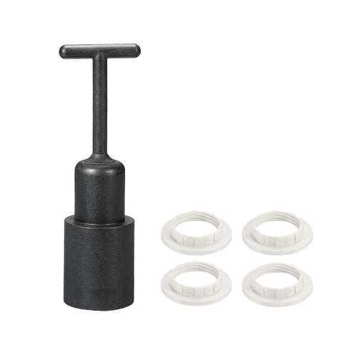 MECCANIXITY E14 Socket Ring Removal Tool T Type with Lamp Shade Socket Rings for Medium Base, Light Replacing Accessories, White Pack of 5...