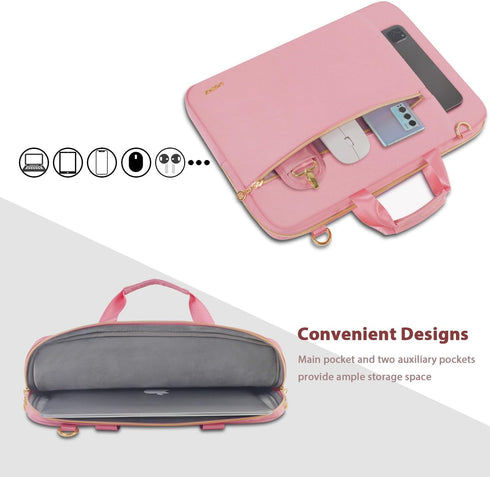 Laptop Case Bag Women Men Computer Sleeve for MacBook/Dell/HP/Acer/ASUS/LG, Waterproof Shoulder Carrying Briefcase, Pink, 15-15.6 Inch...