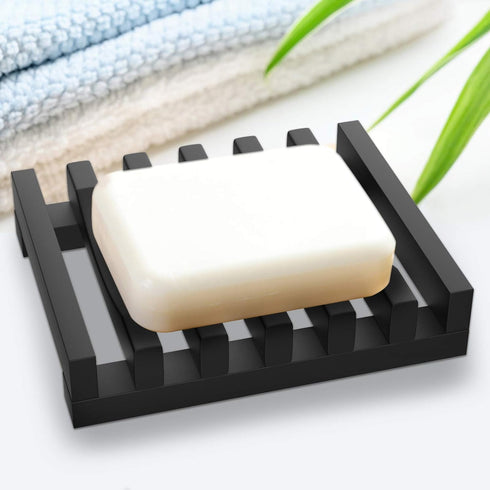 2Pcs Soap Dish Holder, Non-Slip Bathroom Accessories Silicone Soap Case Saver, Sink Deck Bathtub Shower Dish Soap Drainer, Silicone Holder for Soa...