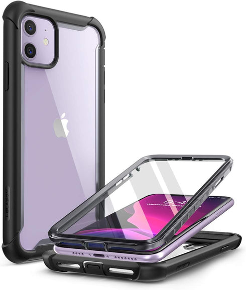 i-Blason Ares Case for iPhone 11 6.1 inch (2019 Release), Dual Layer Rugged Clear Bumper Case with Built-in Screen Protector (Black)...