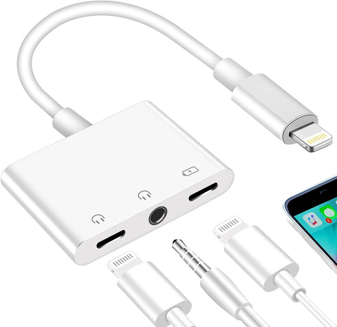 3.5mm Headphone Splitter for iPhone iPad 3 in 1 Earphone Jack Adapter with Fast Charging Lightning Audio Jack Connector Compatible for iPhone 14 1...