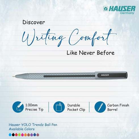 HAUSER YOLO Trendz Ballpoint Pens – 10 Pack, 1.0mm Colorful Pens for Note-Taking, School, Back to College Essentials, and Teacher Supplies...