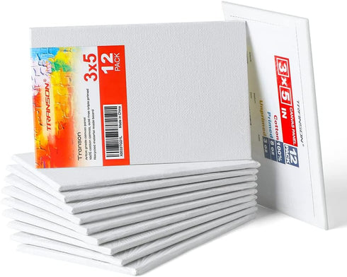Transon 3x5 Artist Canvas for Painting MDF Board Painting Canvas No Warping 12Pack Acid-Free Primed...