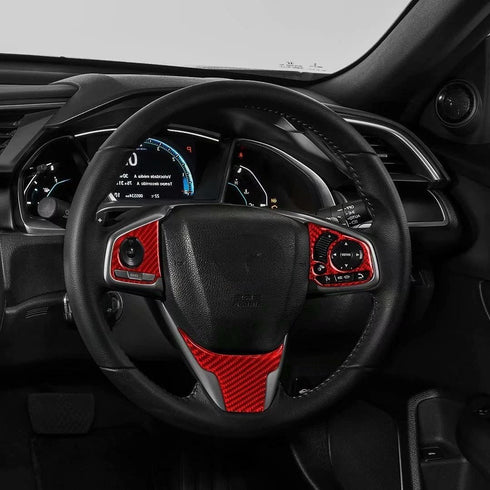 for 10th Gen Civic Real Carbon Fiber Steering Wheel Cover Trims Inner Wheel Button Sticker Compatible with Honda Civic 2021 2020 2019 2018 2017 20...