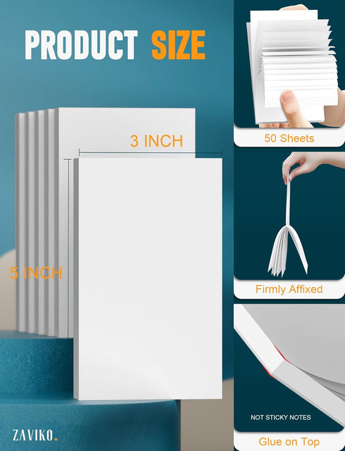 Note Pads 3x5, 6 Pack Small Notepads 3x5 Memo Pads, Small Notebooks 3x5 Scratch Pads, Small Writing Pads of Paper 3x5, White Mini Notepad 3x5 Blan...