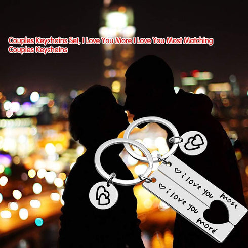 Vadaka Couple Gifts Keychain for Husband Wife,I Love You Most I Love You More Matching Couple Keychain for Him and Her,Valentine's Day Birthday Gi...