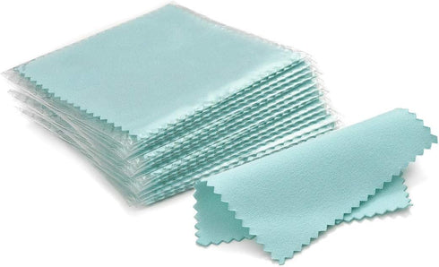 SEVENWELL 50pcs Jewelry Cleaning Cloth Mediumturquoise Polishing Cloth for Sterling Silver Gold Platinum Small Silver Polish 8x8cm...