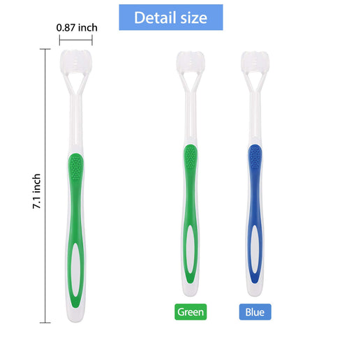 2 Pieces Autism Toothbrush Three Bristle Travel Toothbrush for Complete Teeth and Gum-Care, Great Angle Bristles Clean Each Tooth, Soft and Gentle...