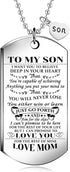 To My Son from MOM I Want You To Believe Love Mom Dog Tag Military Air Force Navy Coast Guard Necklace Ball Chain Gift for Best Son Birthday and G...