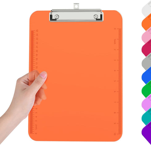 Plastic Clipboards, Translucent Clip Board with Low Profile, Purple Clipboard with Ruler,Office Clipboards, School Supplies, Letter Size 12.5 x 9 ...