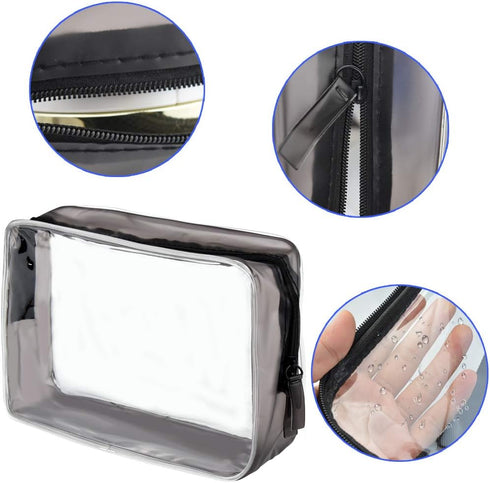 5 Packs Clear Cosmetics Bag TSA Approved, PVC Zippered Toiletry Carry Pouch Portable Makeup Bag for Vacation Travel, Bathroom and Organizing Water...