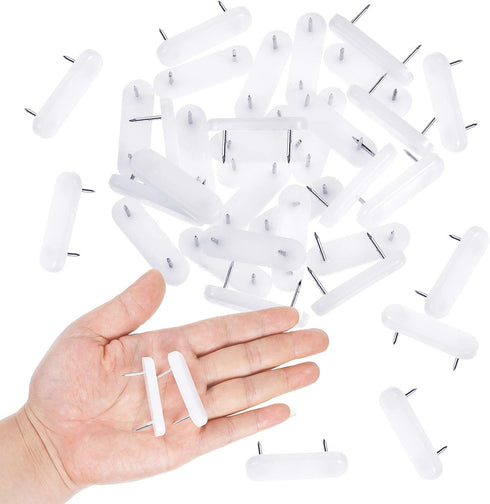Jetec Plastic Head Double Pins Bed Skirt Holding Pins White Furniture Chair Leg Brooch Glide Nails Holding Brooch for Slipcovers and Bedskirts(30 ...